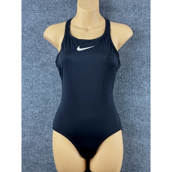 Nike Other - Nike Girls Black One Piece Swimsuit Racerback Athletic Competitive Large Racing